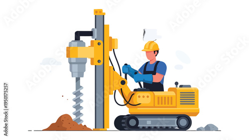 Construction Drill in Action: A construction worker skillfully operates a heavy-duty drilling machine, carving through the earth with precision and power.