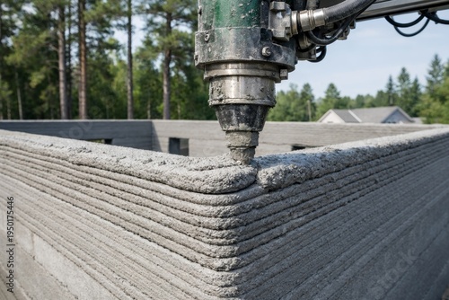 Wallpaper Mural 3D printing machine building concrete house wall outdoors concept image. Ai generative Torontodigital.ca