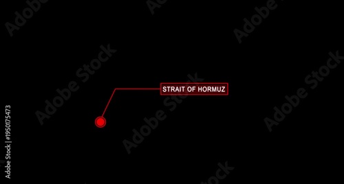 Location marker with hormuz text on black background. Strait of hormuz blockade location pin icon.