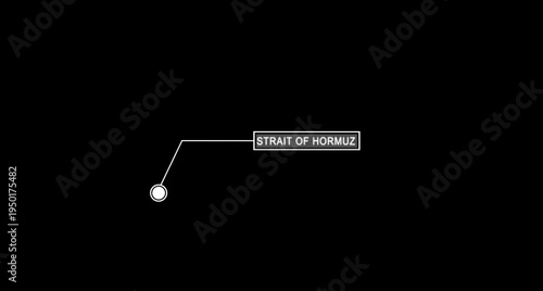 Location marker with hormuz text on black background. Strait of hormuz blockade location pin icon.