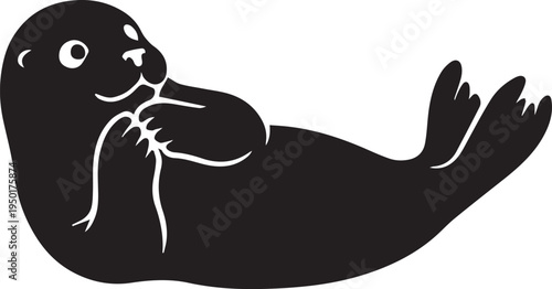 Baby Seal Pup Silhouettes Arctic Marine Wildlife Icon