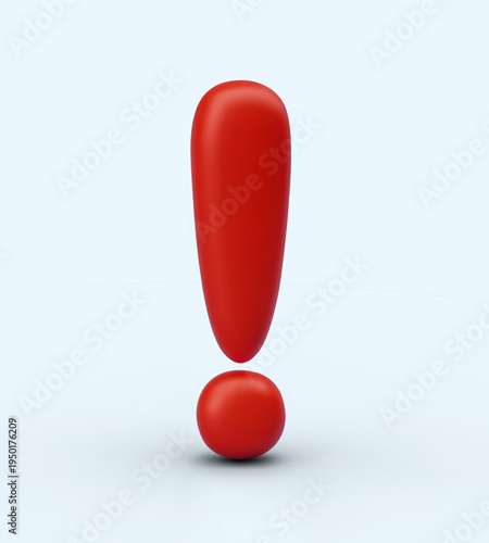 Bright exclamation mark on blue background. Vector template of closeup punctuation mark. Attention, important information. Stop, danger, caution, problem