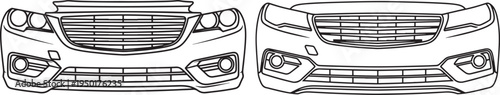 Outline Drawings of Two Car Front Bumpers with Car Bumper with Car Part with Front End with Line Art with Spare Part with Motor Vehicle