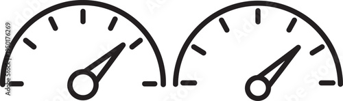 Simple Icons of Two Speedometers with Line Art with Speed Control with Control Panel