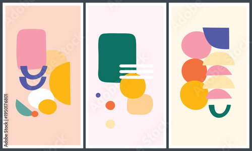 Abstract colorful geometric shapes design on pastel background for modern branding and creative projects