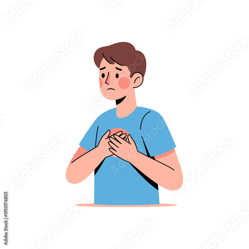 Man clutching chest in pain, heart attack symptom, chest pain, medical emergency