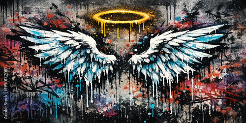 Abstract painted face with carnival carousel horses in a Paris amusement park