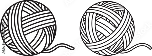 Two balls of yarn, knitting or crochet, simple line art illustration