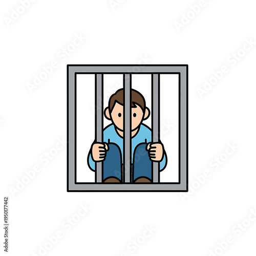 Cartoon Man in Jail