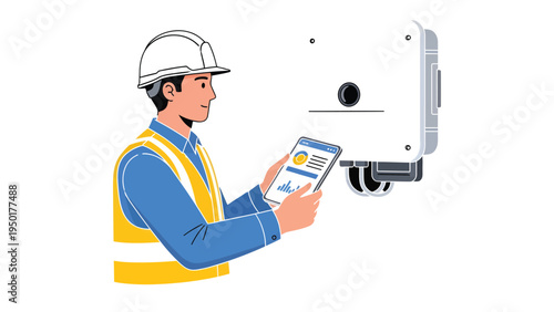 Engineer's Inspection: A skilled engineer, clad in protective gear, meticulously inspects and analyzes data, monitoring essential machinery