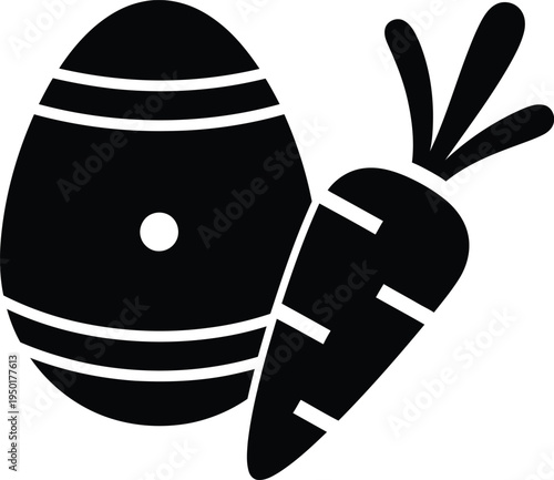 Easter egg and carrot icon for springtime holiday celebrations