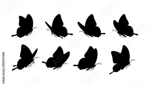 Black Flying Butterflies Silhouette Collection Vector Design
