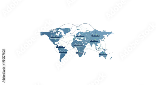 a blue and white map of the world.