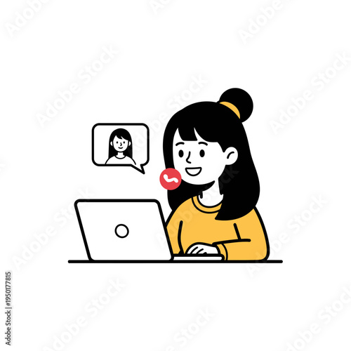 Woman on Video Call with Laptop