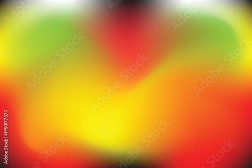 Abstract blurred neon gradient background with warm vibrant red yellow green tones, soft glowing multicolor spectrum and smooth luminous transitions for modern digital design
