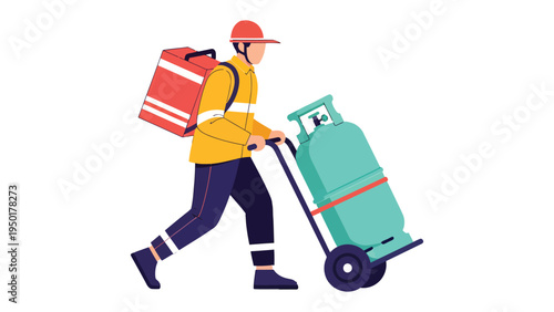 Gas Delivery Person: An illustrated person delivers gas tanks, highlighting the crucial role of infrastructure and services in daily life.