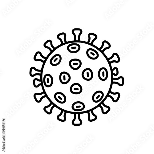 Coronavirus Single Line Icon on White Background