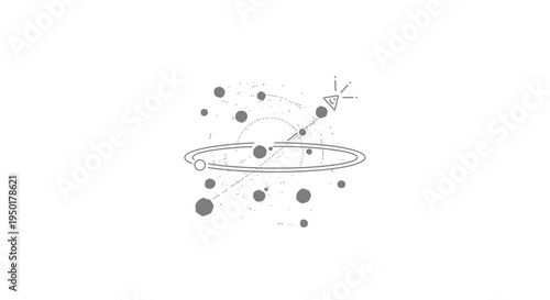 A simple line drawing of solar system.