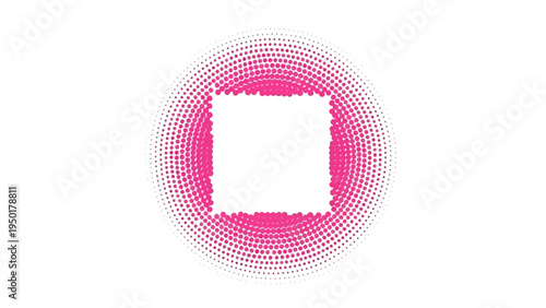 Abstract Pink Halftone Square Overlay on White Background