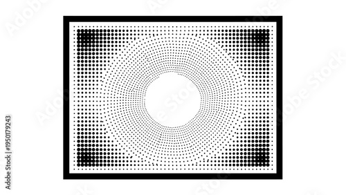 Abstract Halftone Circle Pattern Frame with Radial Gradient Dots
