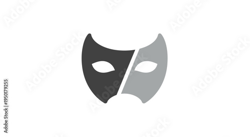 Theatrical masks in black and gray.