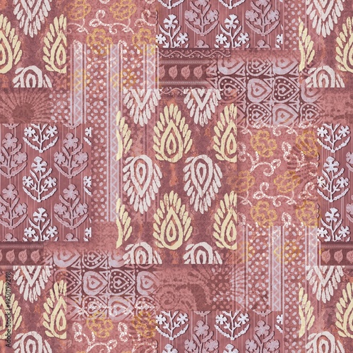 Geometric batik creative design seamless floral pattern repeat pattern fabric print design abstract texture dusty rose colour background texture 