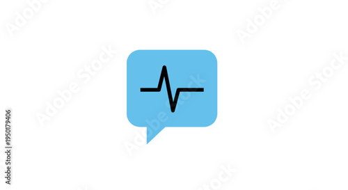 a blue speech bubble with a heartbeat line.