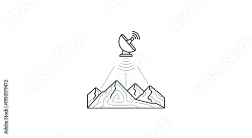 Satellite communication technology on mountain peak.