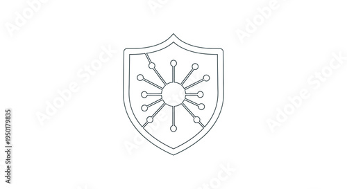 Virus shield icon with pathogen design.