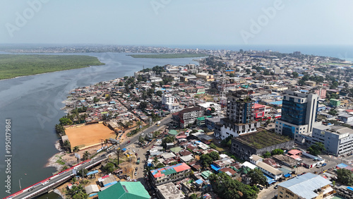 Obraz na płótnie Aerial shot of Monrovia city skyline, Liberia