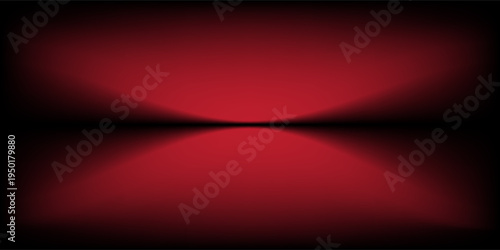 Red studio background. Abstract limbo podium studio room. Dark red gradient wall floor and spotlight scene. Showcase, promotion display. Vector stage mockup illustration