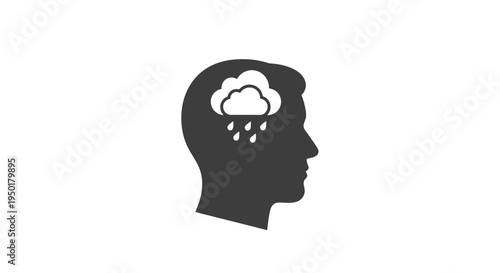 A person's head with a rain cloud.