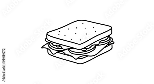 A simple line drawing of a sandwich.
