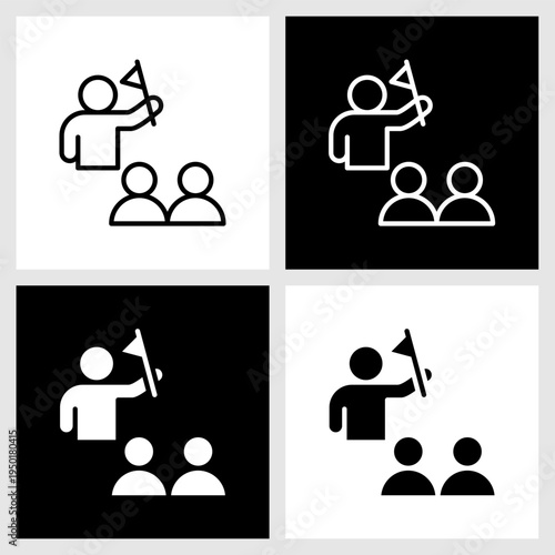 Change Leadership Icon with Black and White Background