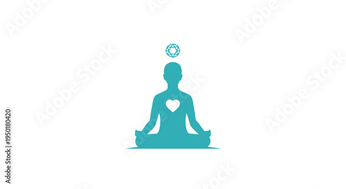 A serene yoga pose with heart symbol.