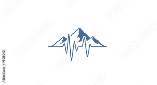 Mountain range with heartbeat line logo.