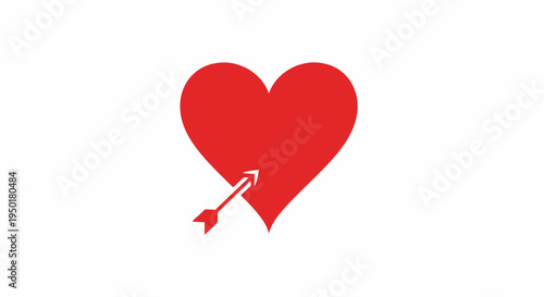 Red heart pierced by an arrow.