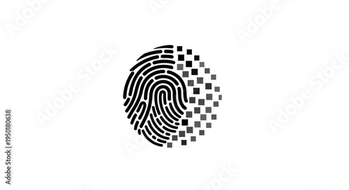 Fingerprint with pixelated digital background.