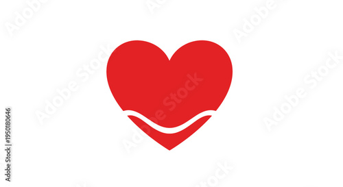 Red heart symbol with white line.