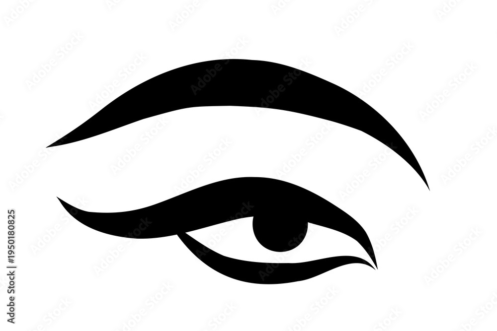 Obraz premium Ink Eye Contour. Abstract beautiful Eye Decoration Element. Black Stroke Ink Silhouette Hand Drawn Symbol.