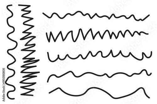Collection of various wavy line patterns and shapes