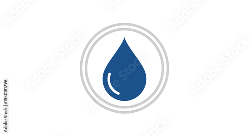 Blue water drop logo on white.