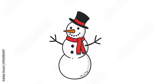 A cheerful snowman in a hat.