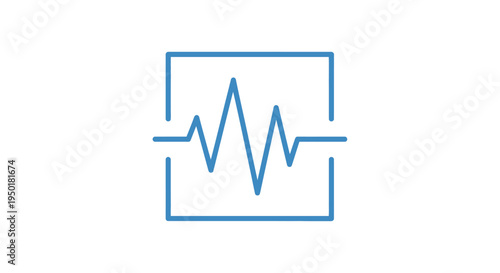 a blue electrocardiogram in a square.