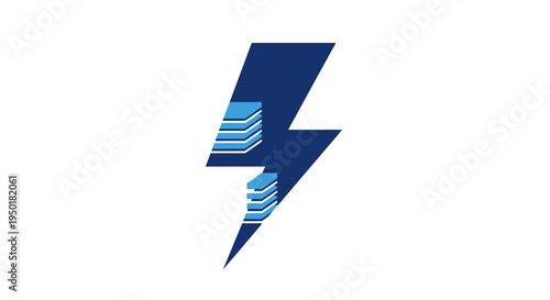 Electricity blue lightning bolt icon.