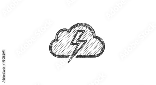 A hand-drawn cloud with lightning bolt.