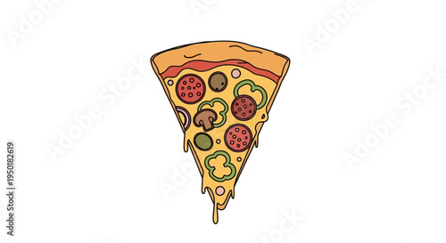 A delicious slice of pizza with toppings.