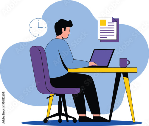 Easter celebration digital work concept with man using laptop