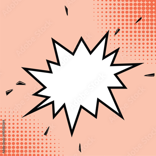 Surprising boom cloud with stars and lightnings in halftone background for sales and promotions. Banner template for surprises and bursting events. Vector illustration in pop art style