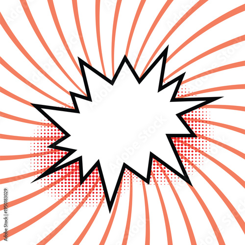 Surprising boom cloud with stars and lightnings in halftone background for sales and promotions. Banner template for surprises and bursting events. Vector illustration in pop art style